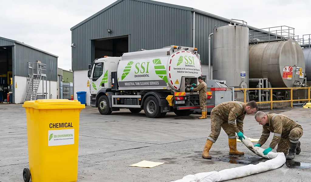 Industrial oil spill kit used to contain and clean fuel and hydraulic oil spills at an Irish commercial facility.